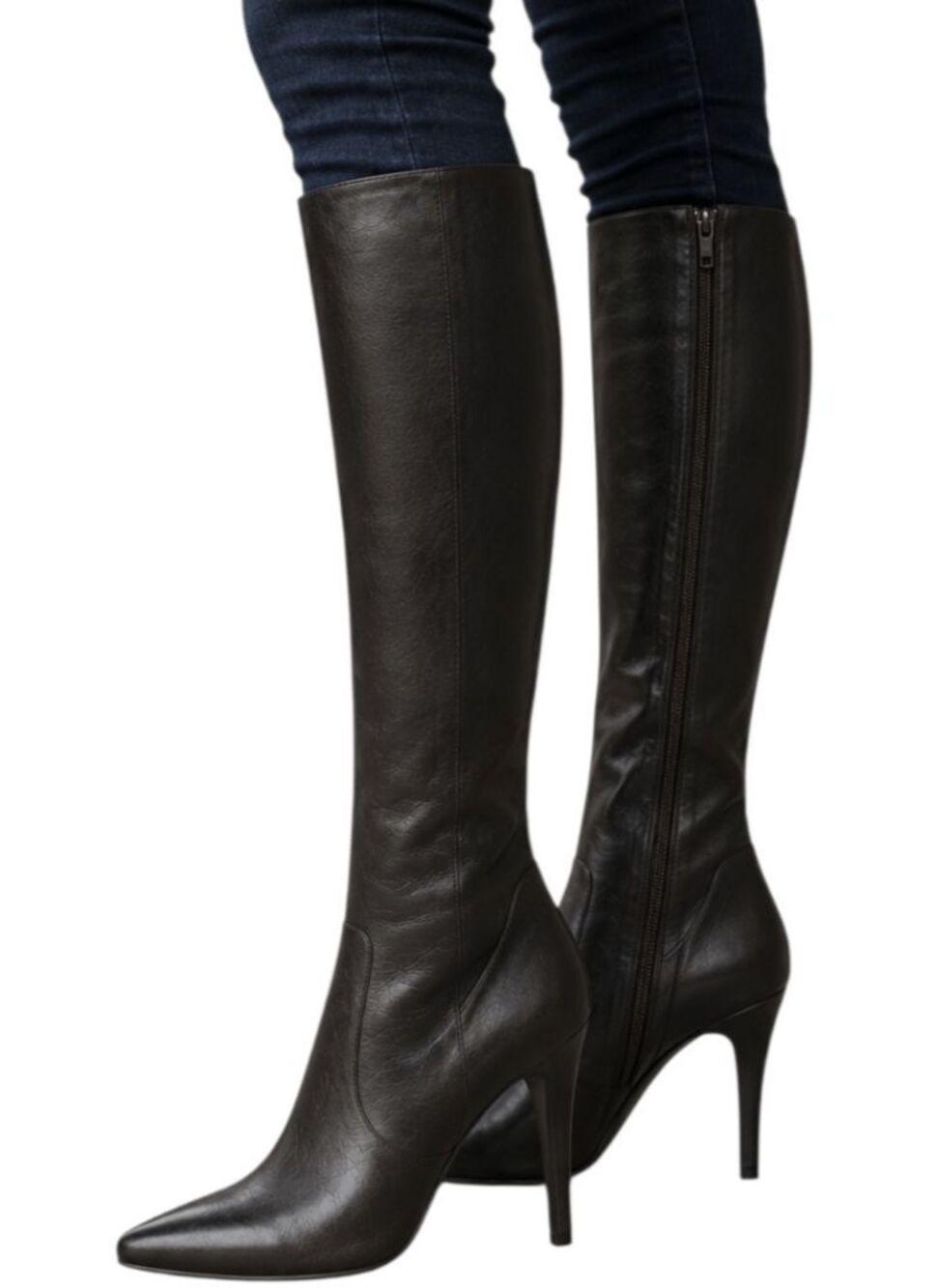 BCBG Black Leather Over The Knee Boot Size 8B